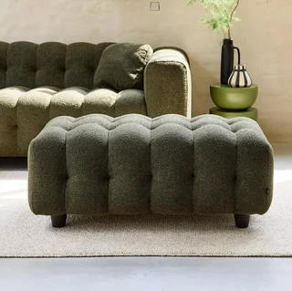 Pouf repose-pieds angle Leon bouclette texturée 3 places