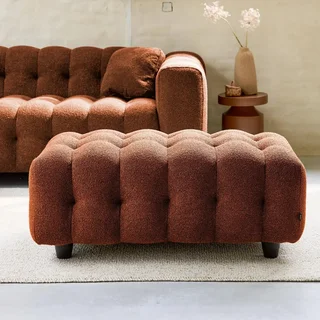 Pouf repose-pieds bouclette texturée Leon 3 places salon cosy