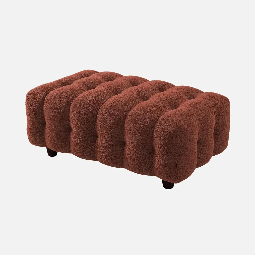 Pouf repose-pieds bouclette texturée Leon 3 places salon cosy