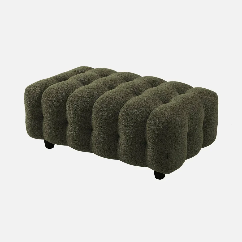 Pouf repose-pieds angle Leon bouclette texturée 3 places