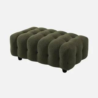 Pouf repose-pieds angle Leon bouclette texturée 3 places