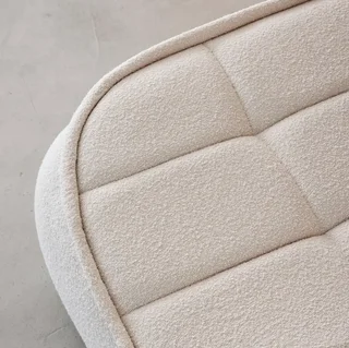 Pouf repose-pieds Boni tissu bouclette texturée blanc cassé pour chauffeuse 1 place