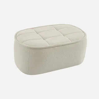 Pouf repose-pieds Boni tissu bouclette texturée blanc cassé pour chauffeuse 1 place