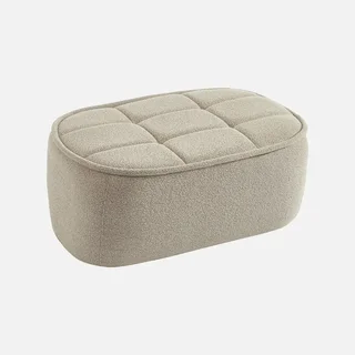 Pouf repose-pieds Boni tissu bouclette blanc cassé chauffeuse