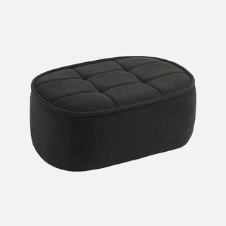 Pouf repose-pieds Boni tissu bouclette blanc cassé