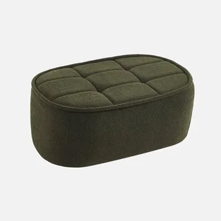 Pouf repose-pieds Boni tissu bouclette blanc cassé pour chauffeuse