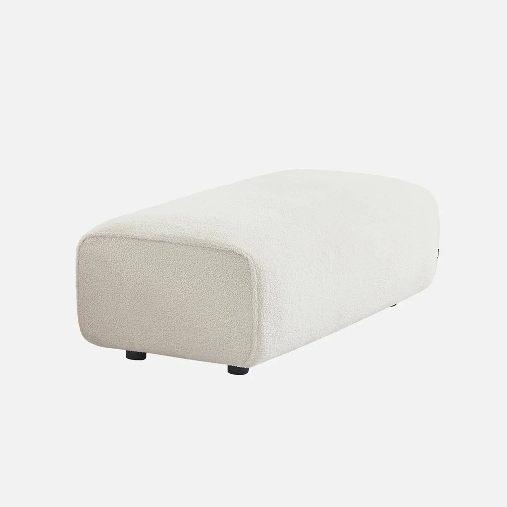 Pouf repose-pieds Wallas bouclette pour canapé d'angle 3 places
