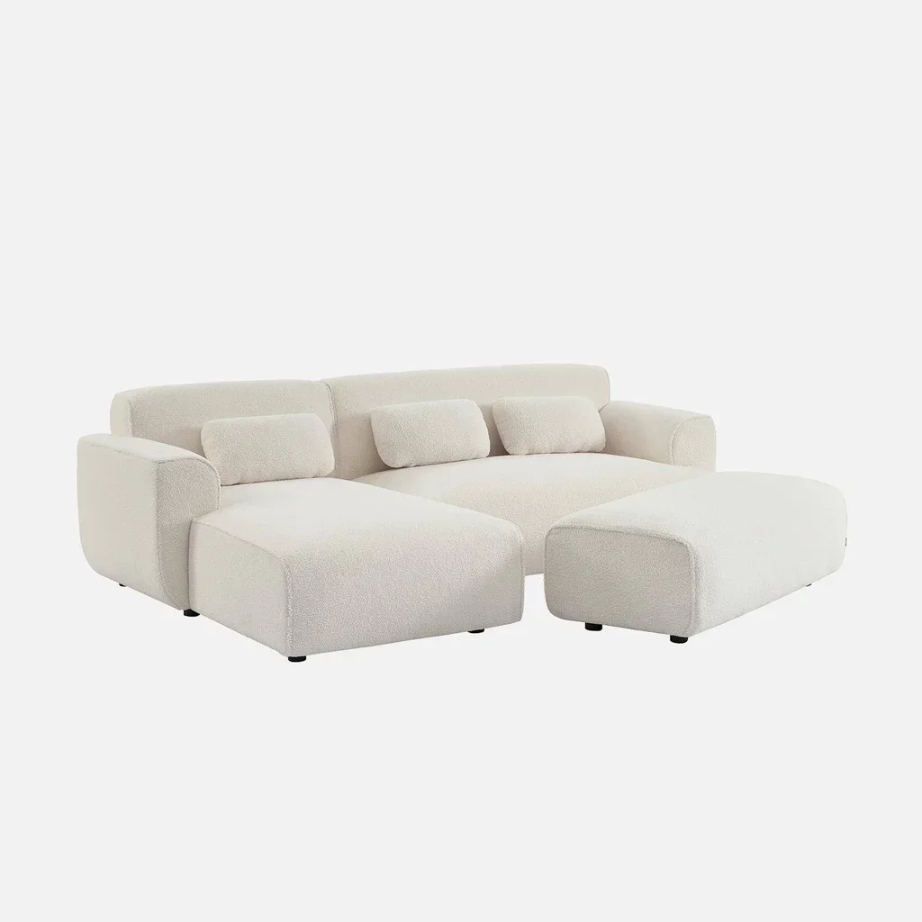 Puff Apoio para Pés Wallas Boucle para Sofá Canto 3 Lugares