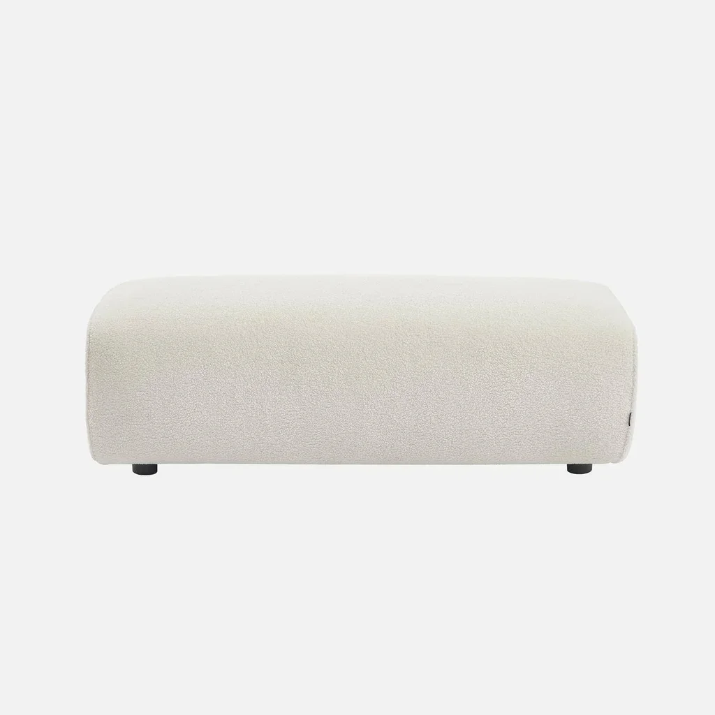 Pouf repose-pieds Wallas bouclette pour canapé d'angle 3 places
