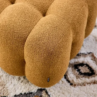 Pouf repose-pieds Leon 2 places bouclette texturée beige cosy salon