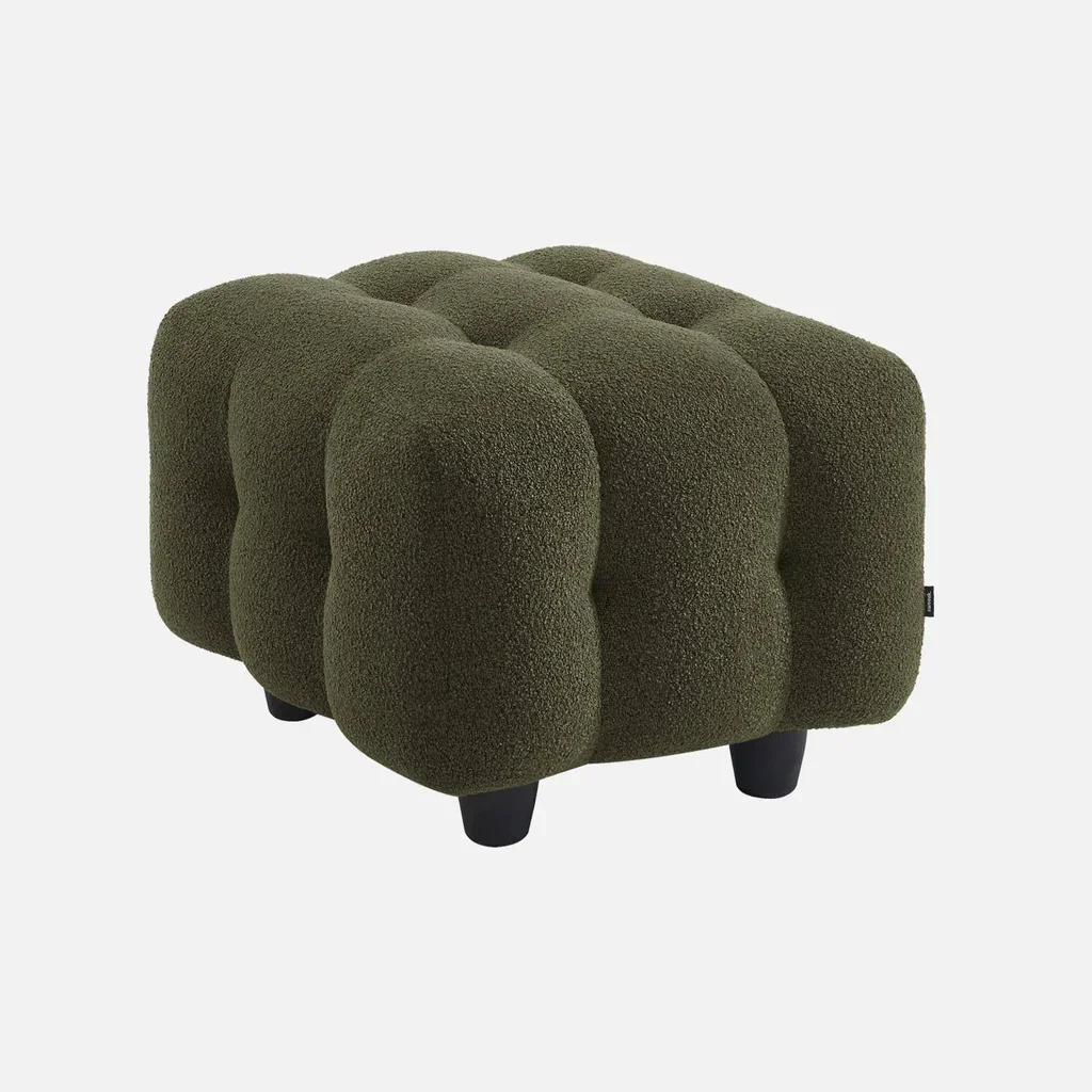 Pouf repose-pieds Leon 2 places bouclette texturée beige