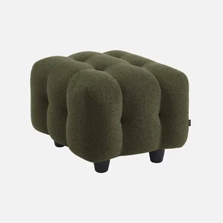 Pouf repose-pieds Leon 2 places bouclette texturée beige