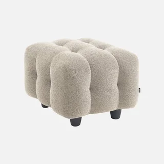 Pouf repose-pieds Leon 2 places bouclette texturée beige cosy salon
