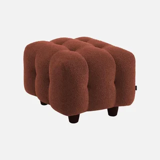 Pouf repose-pieds Leon 2 places bouclette texturée beige salon cosy