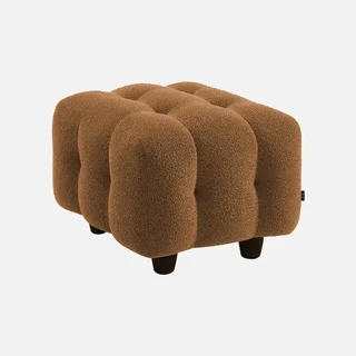 Pouf repose-pieds Leon 2 places bouclette texturée beige cosy salon