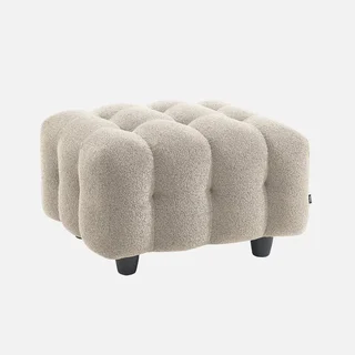 Pouf repose-pieds Leon 3 places bouclette texturée crème confort
