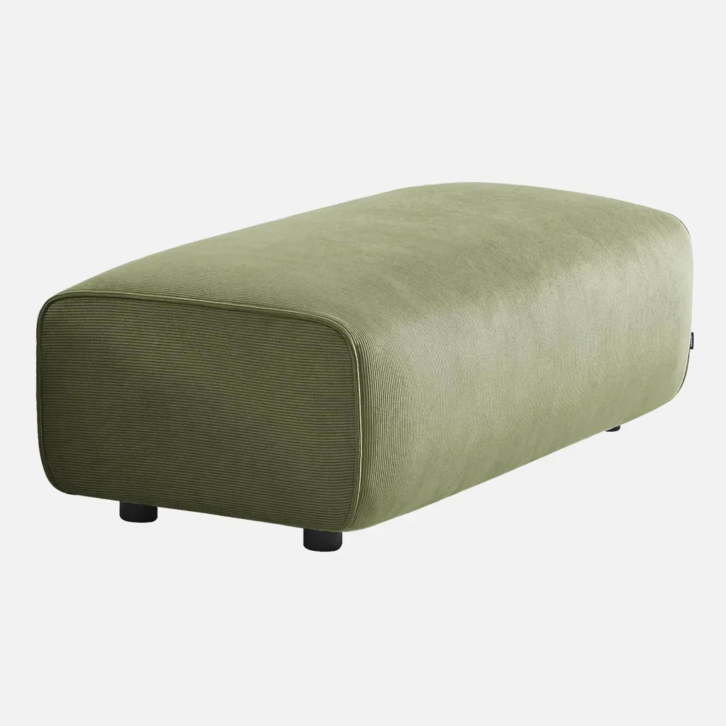 Pouf repose-pieds velours côtelé Wallas grège – Complement canapé d'angle