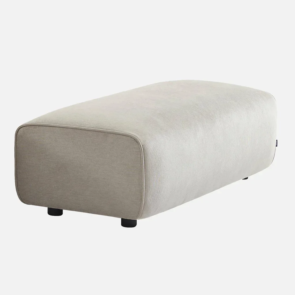 Pouf repose-pieds velours côtelé greige Wallas - Complement canapé d'angle