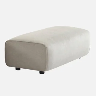 Pouf repose-pieds velours côtelé greige Wallas - Complement canapé d'angle