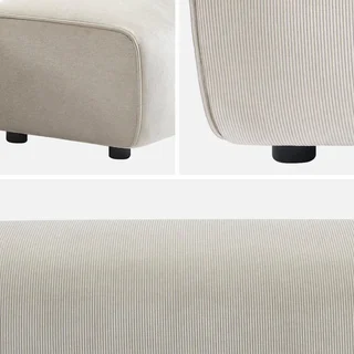 Pouf repose-pieds velours côtelé greige Wallas - Complement canapé d'angle