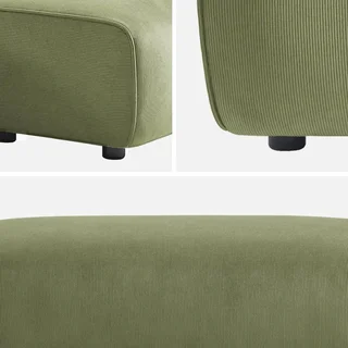 Pouf repose-pieds velours côtelé Wallas grège – Complement canapé d'angle
