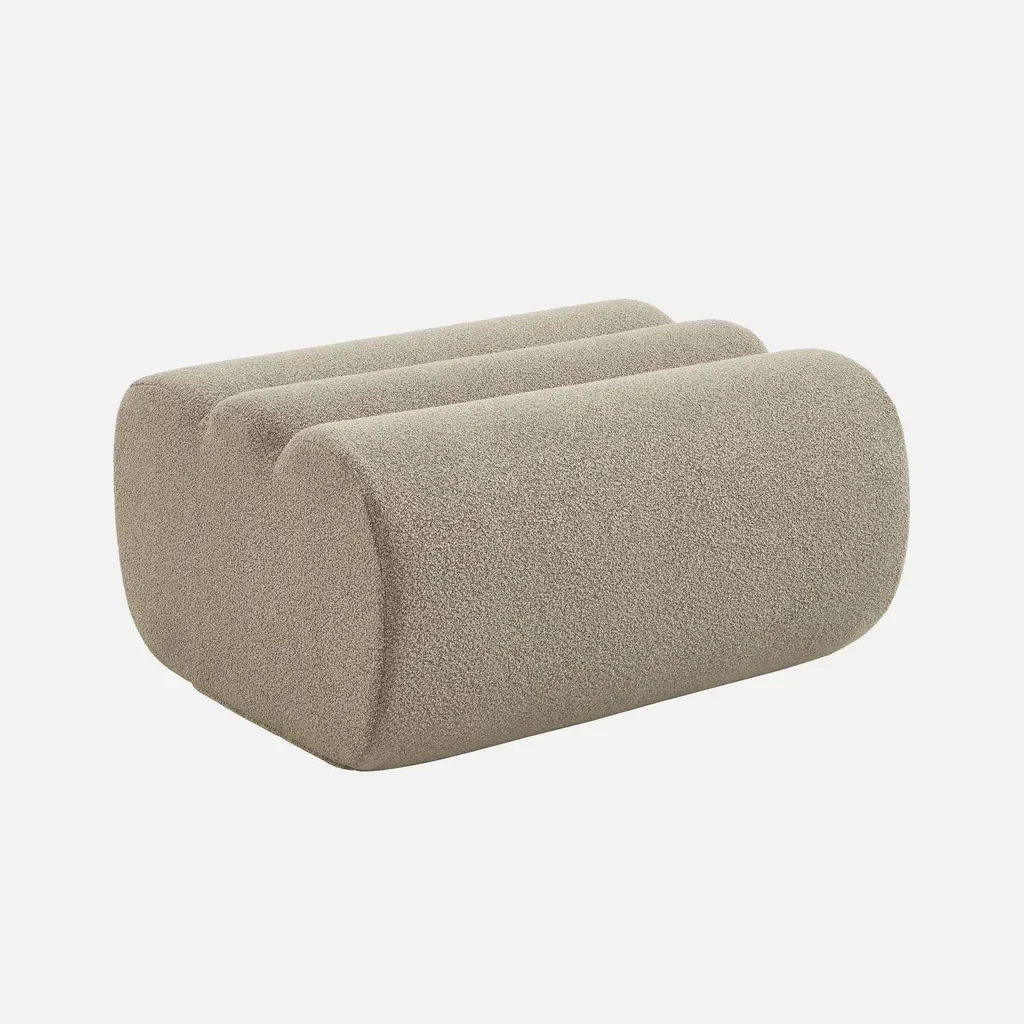 Pouf repose-pieds Nova bouclette texturée beige confort salon