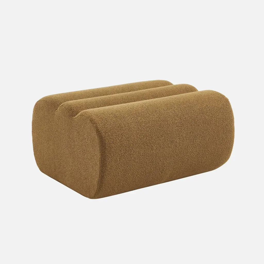 Pouf repose-pieds Nova bouclette texturée beige confort salon