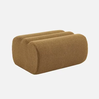 Pouf repose-pieds Nova bouclette texturée beige confort salon
