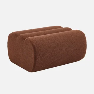 Pouf repose-pieds Nova bouclette texturée chauffeuse beige moderne