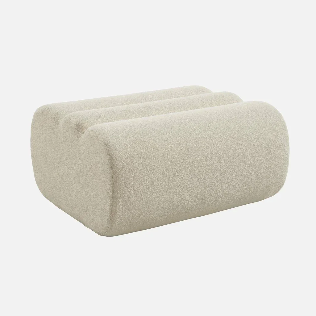 Pouf repose-pieds Nova bouclette texturée beige confort salon