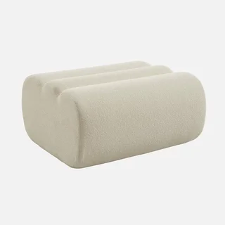 Pouf repose-pieds Nova bouclette texturée beige confort salon
