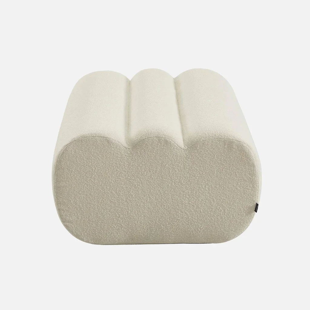 Pouf repose-pieds Nova bouclette texturée beige confort salon