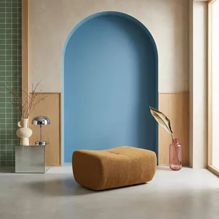 Pouf repose-pieds Sokol bouclette texturée chauffeuse cosy