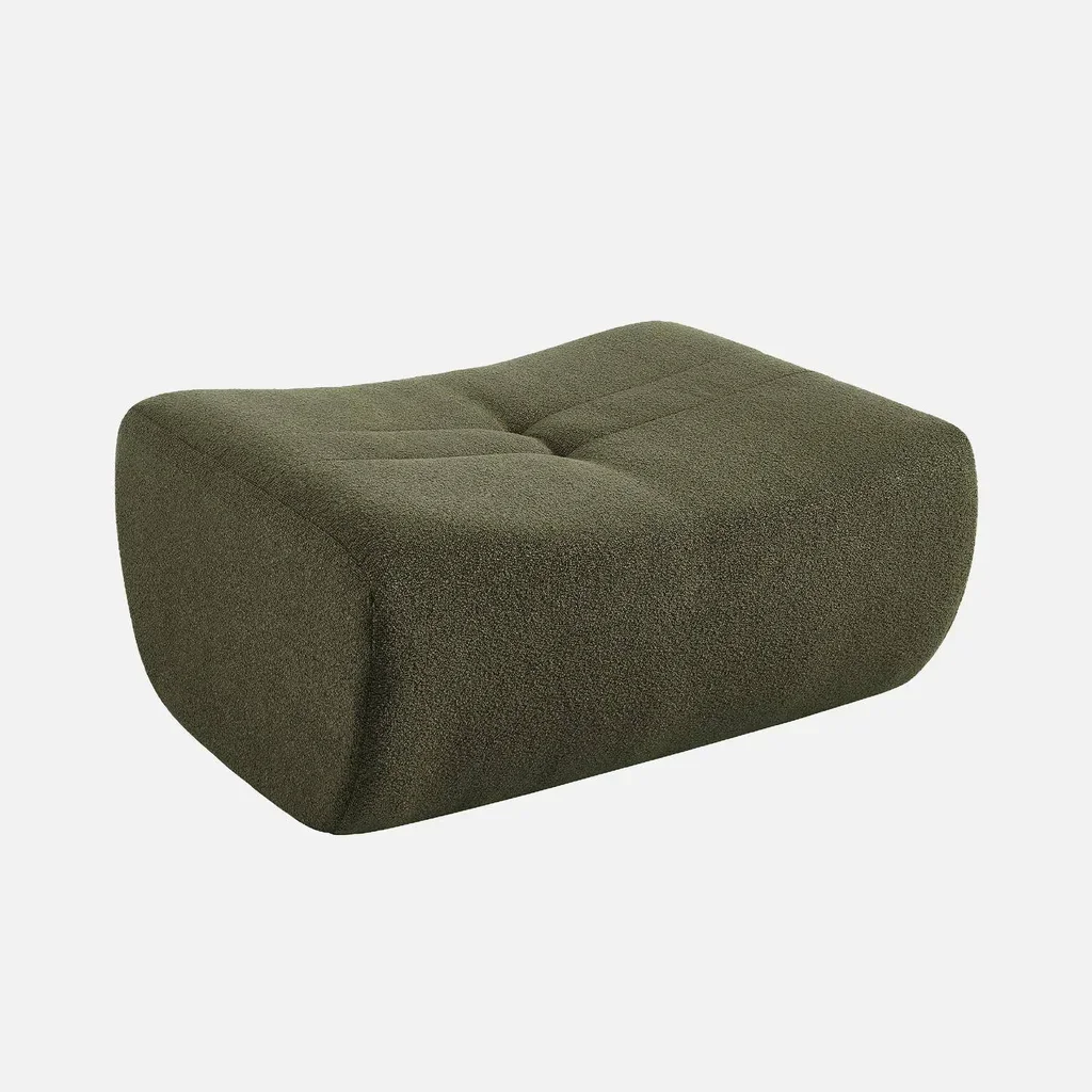 Pouf repose-pieds Sokol bouclette texturée chauffeuse cosy