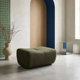 Pouf repose-pieds Sokol bouclette texturée chauffeuse cosy