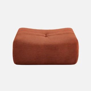 Pouf repose-pieds Sokol velours côtelé beige pour chauffeuse salon