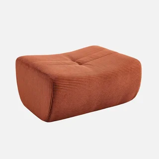 Pouf repose-pieds Sokol velours côtelé beige pour chauffeuse salon