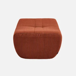 Pouf repose-pieds Sokol velours côtelé beige pour chauffeuse salon
