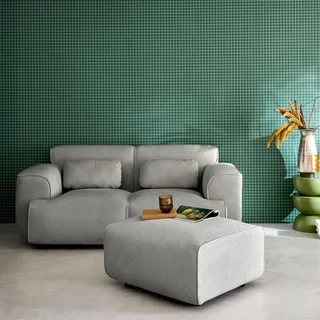 Pouf repose-pieds velours côtelé gris anthracite design contemporain Wallas