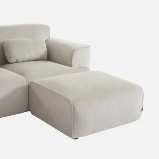 Pouf repose-pieds velours côtelé Wallas pour canapé 2 places