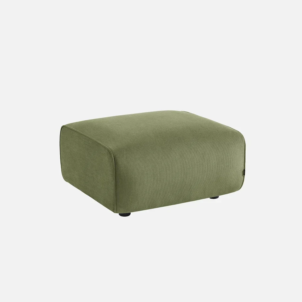 Pouf repose-pieds velours côtelé beige pour canapé 2 places Wallas