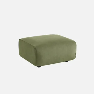 Pouf repose-pieds velours côtelé beige pour canapé 2 places Wallas