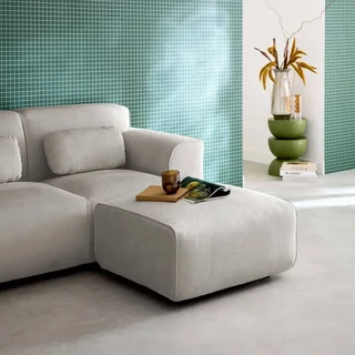 Pouf repose-pieds velours côtelé Wallas pour canapé 2 places