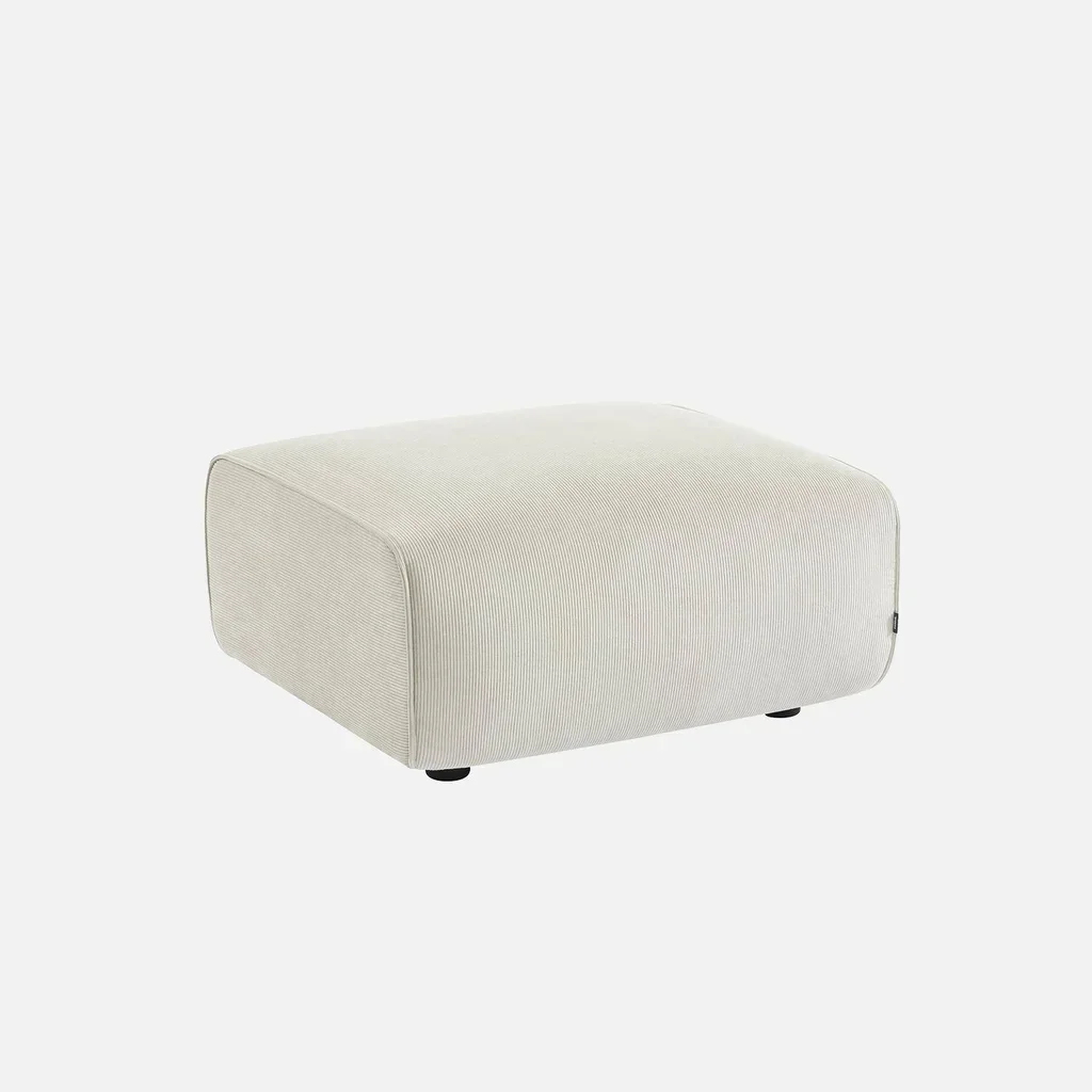 Pouf repose-pieds velours côtelé Wallas pour canapé 2 places