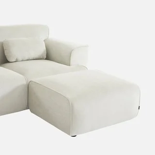 Pouf repose-pieds velours côtelé Wallas pour canapé 2 places