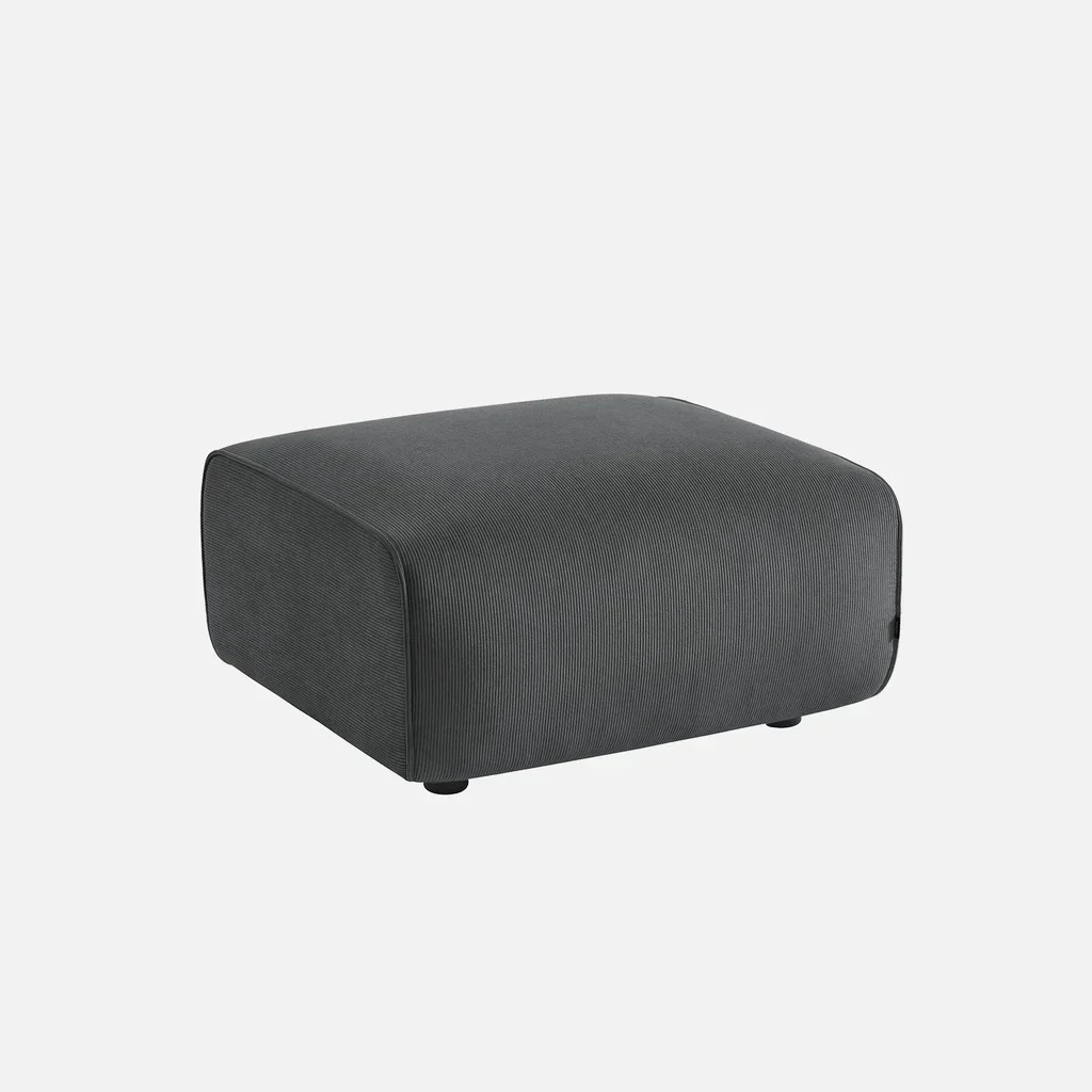 Pouf repose-pieds velours côtelé gris anthracite pour canapé 2 places Wallas