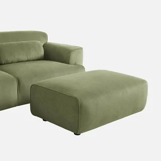 Wallas Corduroy Velvet Footstool Ottoman - 3 Seater Sofa Set