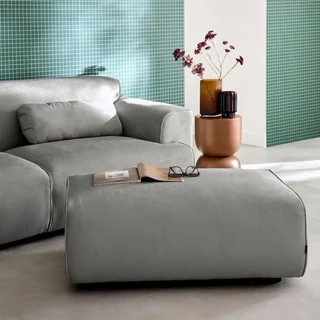 Wallas Corduroy Velvet Footstool Ottoman - 3 Seater Sofa Set