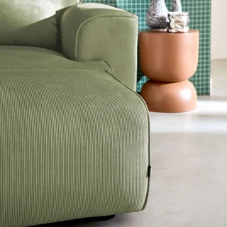 Wallas Corduroy Velvet Footstool Ottoman - 3 Seater Sofa Set