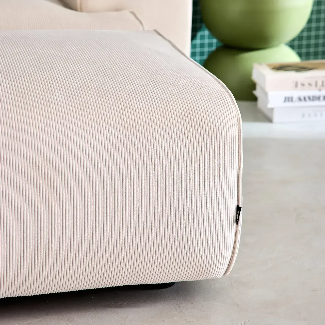 Wallas Corduroy Velvet Footstool Ottoman for 3 Seater Sofa